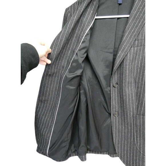 Land's End Wool Cashmere Blazer Jacket Pin Stripe Grey Pink Sz 10 Tall - Picture 5 of 10